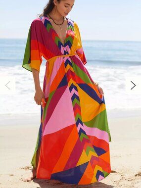 Farm Rio X Anthropologie Maxi Dress Coverup Bright Colorful Size Small